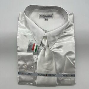 Daniel Ellissa White Dress Shirt With Tie 18.5 34/35 NWT‎